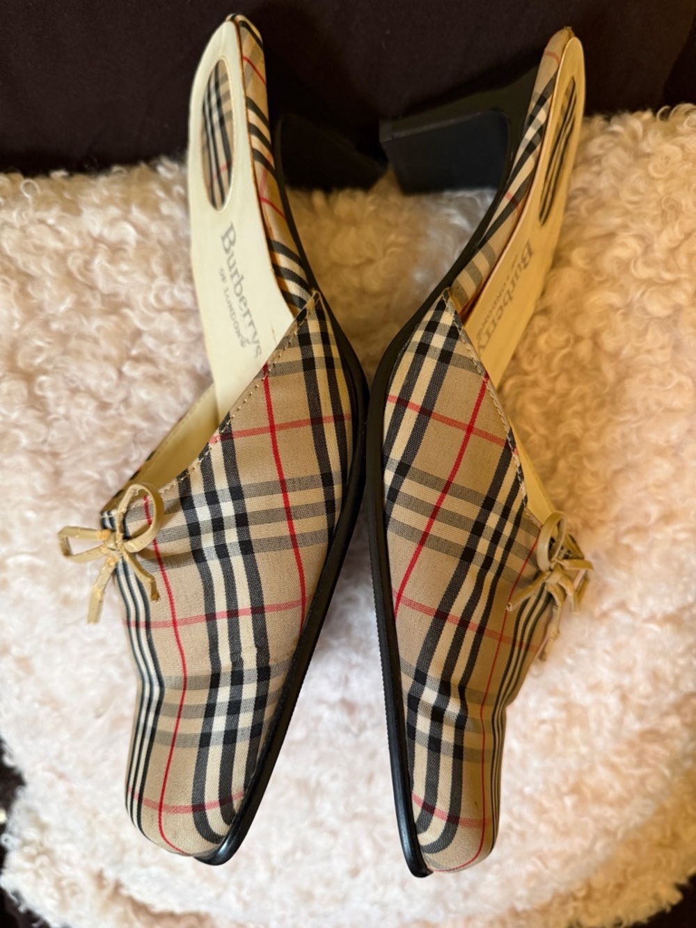 Vintage Rare Burberry Plaid Patterned Kitten Heel - Picture 5 of 5